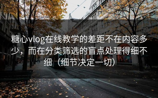 糖心vlog在线教学的差距不在内容多少，而在分类筛选的盲点处理得细不细（细节决定一切）