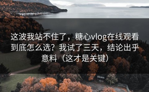 这波我站不住了，糖心vlog在线观看到底怎么选？我试了三天，结论出乎意料（这才是关键）