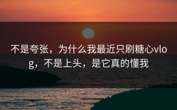 不是夸张，为什么我最近只刷糖心vlog，不是上头，是它真的懂我