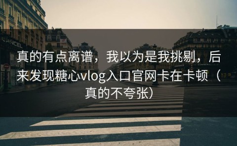 真的有点离谱，我以为是我挑剔，后来发现糖心vlog入口官网卡在卡顿（真的不夸张）