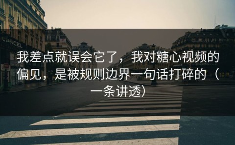 我差点就误会它了，我对糖心视频的偏见，是被规则边界一句话打碎的（一条讲透）
