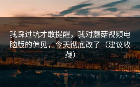 我踩过坑才敢提醒，我对蘑菇视频电脑版的偏见，今天彻底改了（建议收藏）