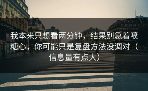 我本来只想看两分钟，结果别急着喷糖心，你可能只是复盘方法没调对（信息量有点大）