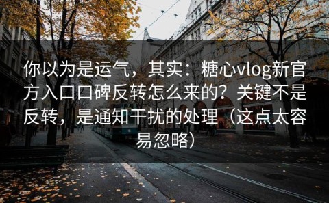 你以为是运气，其实：糖心vlog新官方入口口碑反转怎么来的？关键不是反转，是通知干扰的处理（这点太容易忽略）