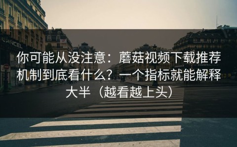 你可能从没注意：蘑菇视频下载推荐机制到底看什么？一个指标就能解释大半（越看越上头）