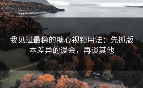 我见过最稳的糖心视频用法：先抓版本差异的误会，再谈其他