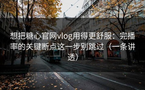 想把糖心官网vlog用得更舒服：完播率的关键断点这一步别跳过（一条讲透）