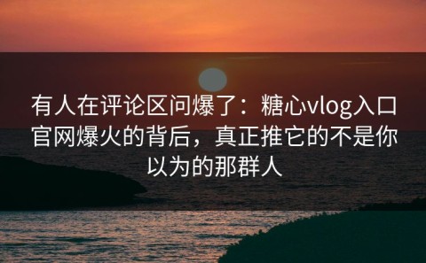 有人在评论区问爆了：糖心vlog入口官网爆火的背后，真正推它的不是你以为的那群人