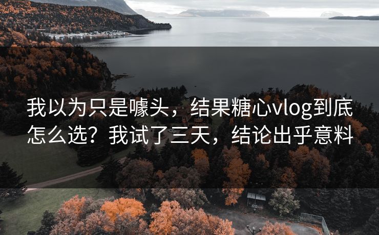 我以为只是噱头，结果糖心vlog到底怎么选？我试了三天，结论出乎意料