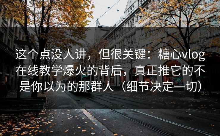 这个点没人讲，但很关键：糖心vlog在线教学爆火的背后，真正推它的不是你以为的那群人（细节决定一切）