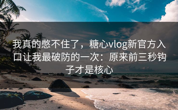 我真的憋不住了,糖心vlog新官方入口让我最破防的一次:原来前三秒钩子才是核心 我真的憋不住了,糖心vlog新官方入口让我最破防的一次:原来前三秒钩子才是核心