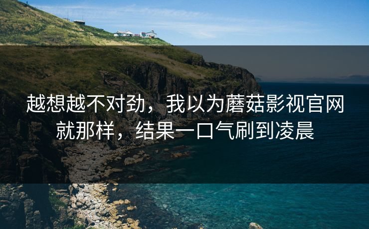 越想越不对劲，我以为蘑菇影视官网就那样，结果一口气刷到凌晨
