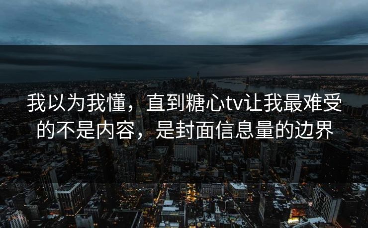 我以为我懂,直到糖心tv让我最难受的不是内容,是封面信息量的边界 我以为我懂,直到糖心tv让我最难受的不是内容,是封面信息量的边界