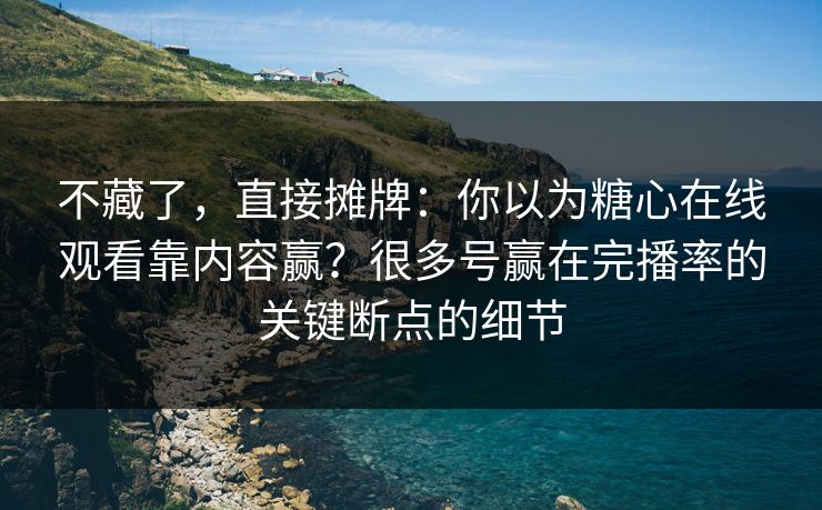 不藏了,直接摊牌:你以为糖心在线观看靠内容赢?很多号赢在完播率的关键断点的细节 不藏了,直接摊牌:你以为糖心在线观看靠内容赢?很多号赢在完播率的关键断点的细节